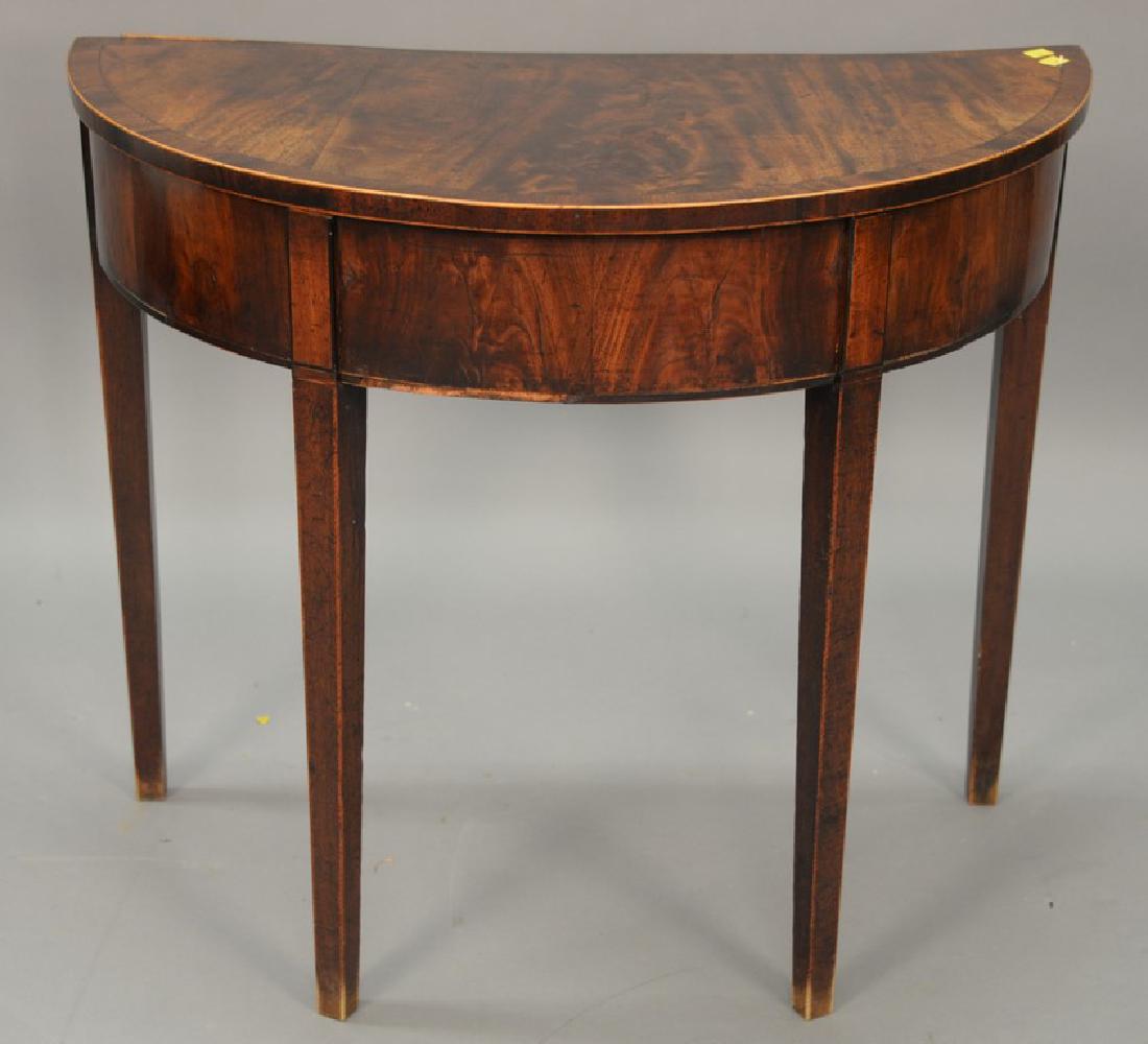 George III mahogany demilune table, circa 1800. ht. (1 of 4)