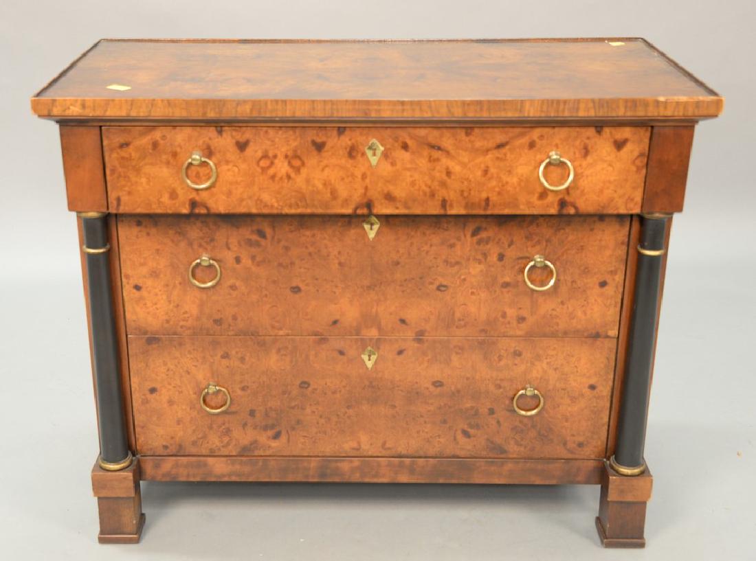 Hekman burl three drawer chest. ht. 29in, wd. 36in. (1 of 5)