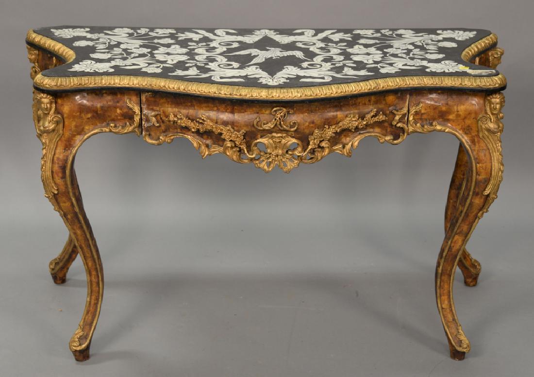 Italian style pier table with black and white marble (1 of 4)