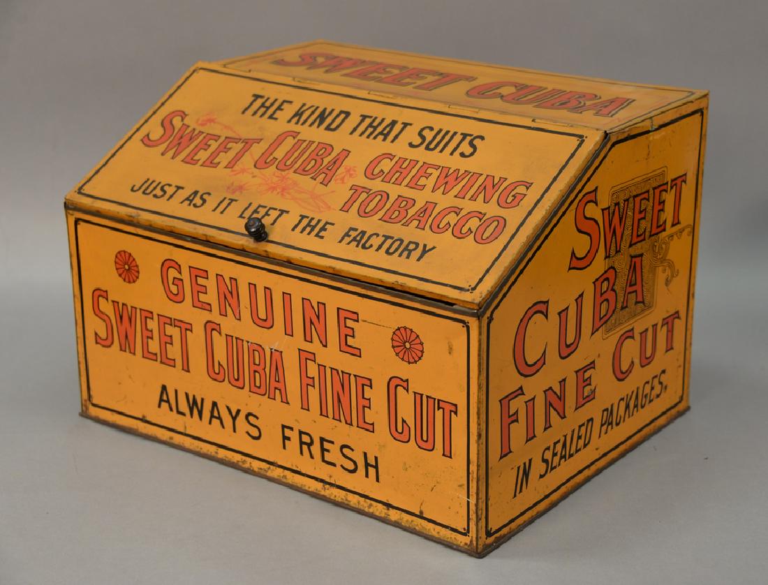 Large vintage Sweet Cuba Tobacco advertising tin (1 of 3)