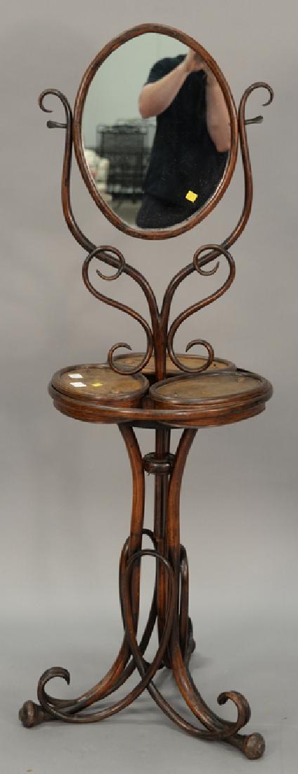 Bentwood shaving mirror. ht. 60in.: Bentwood shaving mirror. ht. 60in.