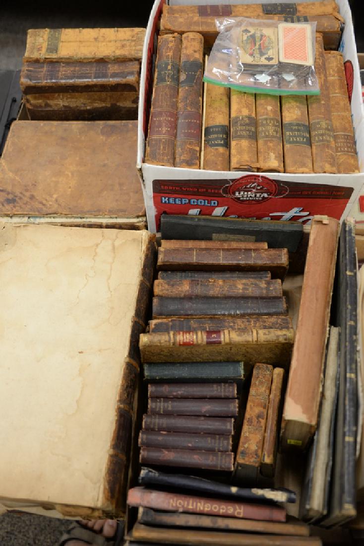 Group of approximately thirty-eight early leather bound (1 of 3)