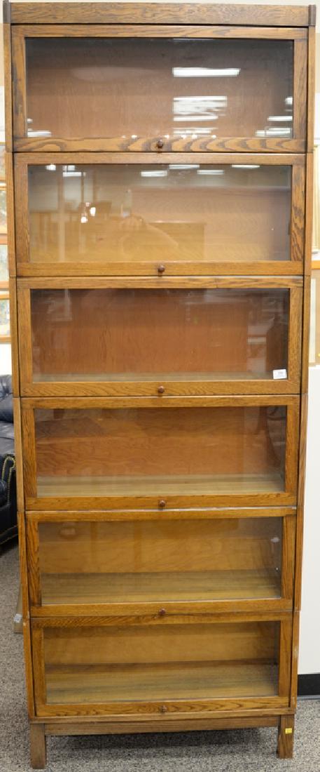 Six section oak stacking Barrister bookcase. ht. 92in., (1 of 3)