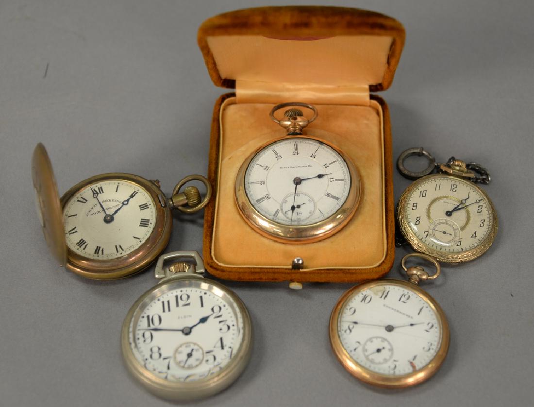 Five pocket watches including one in hunting case and (1 of 4)