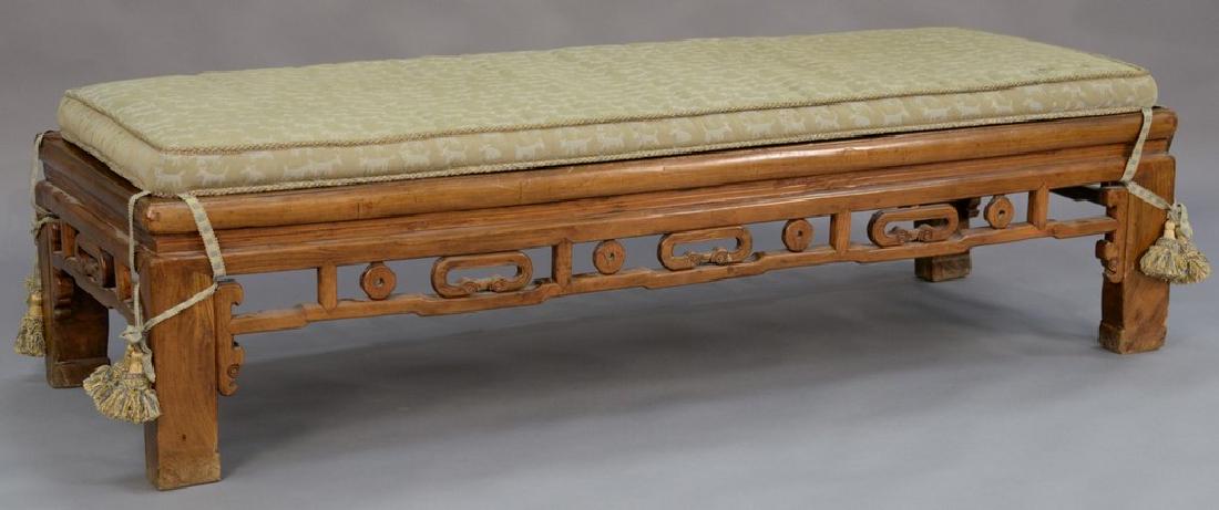 Chinese daybed with cushion top over woven surface. ht. (1 of 6)