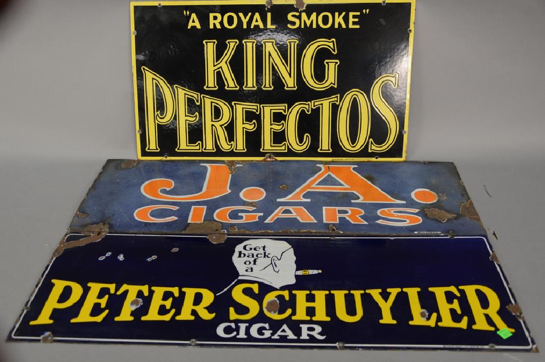 Three enameled cigar tobacco advertising signs (1 of 8)