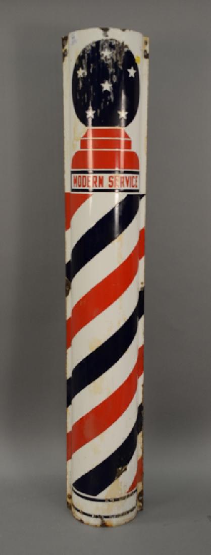 "MODERN SERVICE" barber shop pole sign, convex (1 of 5)