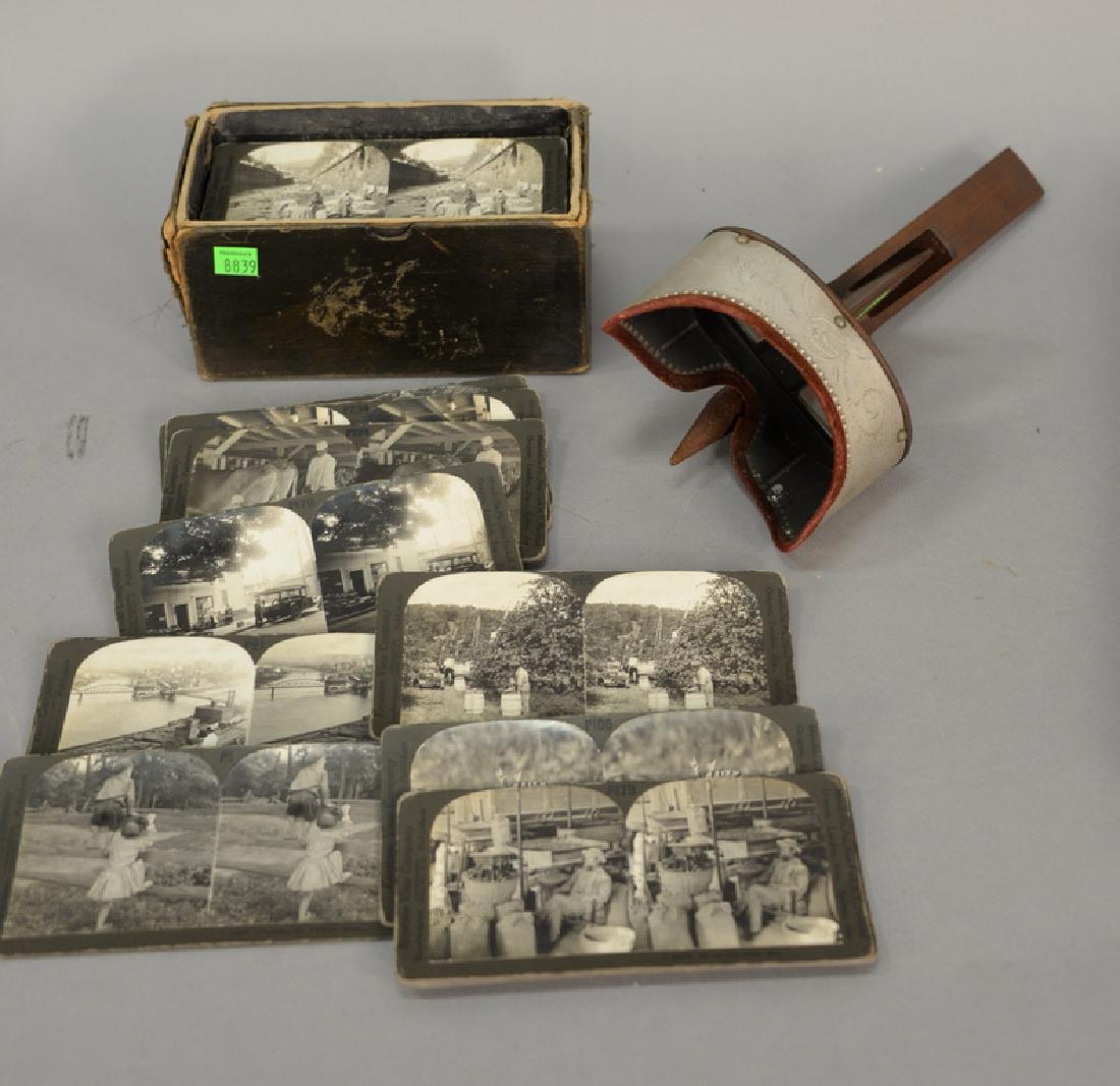 Stereoviewer with stereoview cards, New York, Indians (1 of 4)