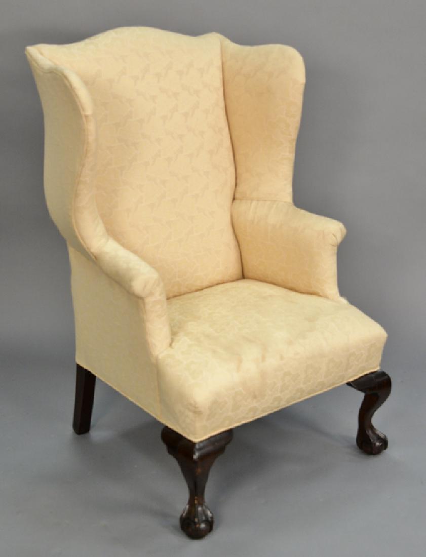 Two Chippendale style upholstered wing chairs. (1 of 6)