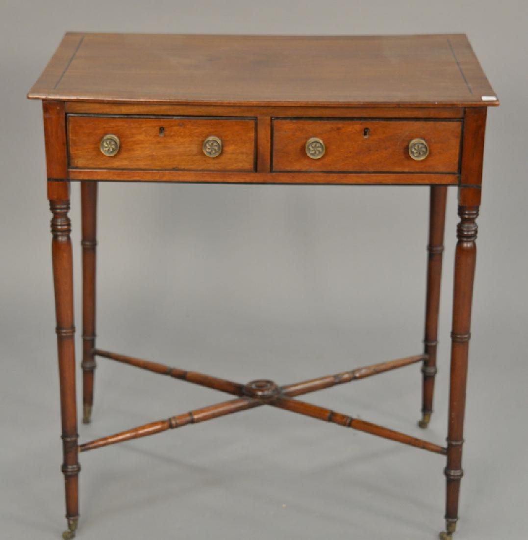 Mahogany continental two drawer stand with line inlaid (1 of 5)