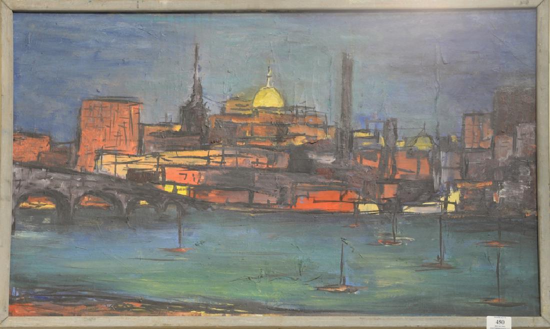 Kenneth Warner Forman (1925-2015) oil on board, "Across (1 of 4)