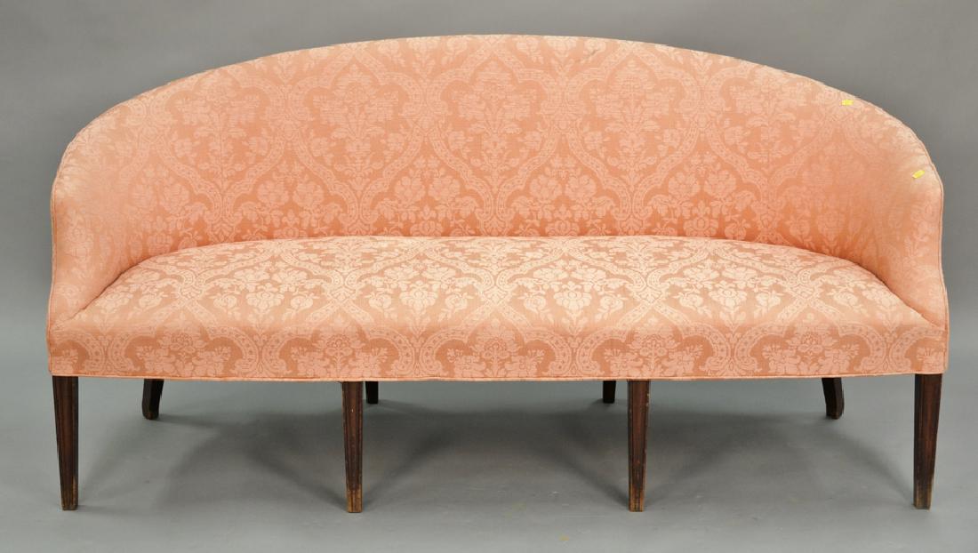 Federal style love seat, pink upholstered with rounded (1 of 4)