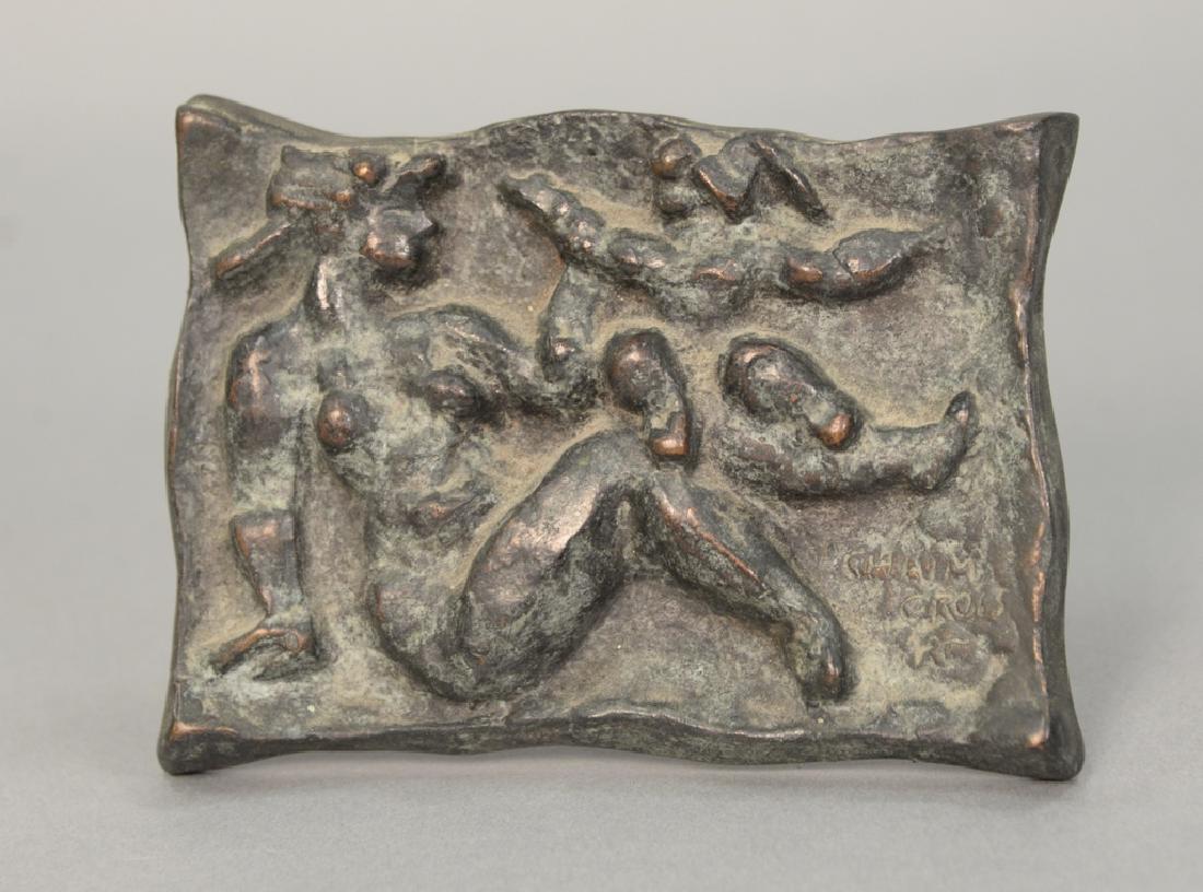 Chaim Gross bronze plaque, Mother and Child. ht. 3 (1 of 5)