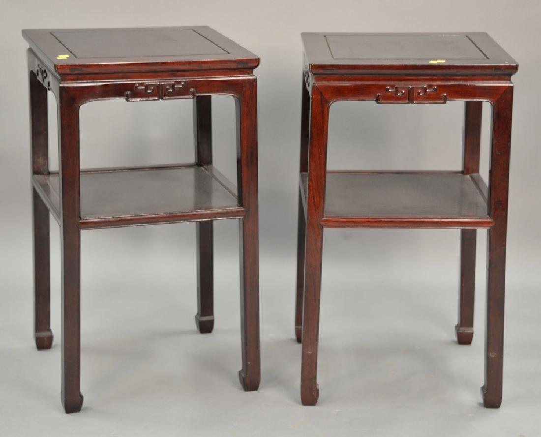 Pair of Chinese hardwood stands. ht. 32in., top: 18" x (1 of 5)