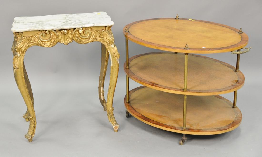 Two tables including oval table with rosewood banded (1 of 4)