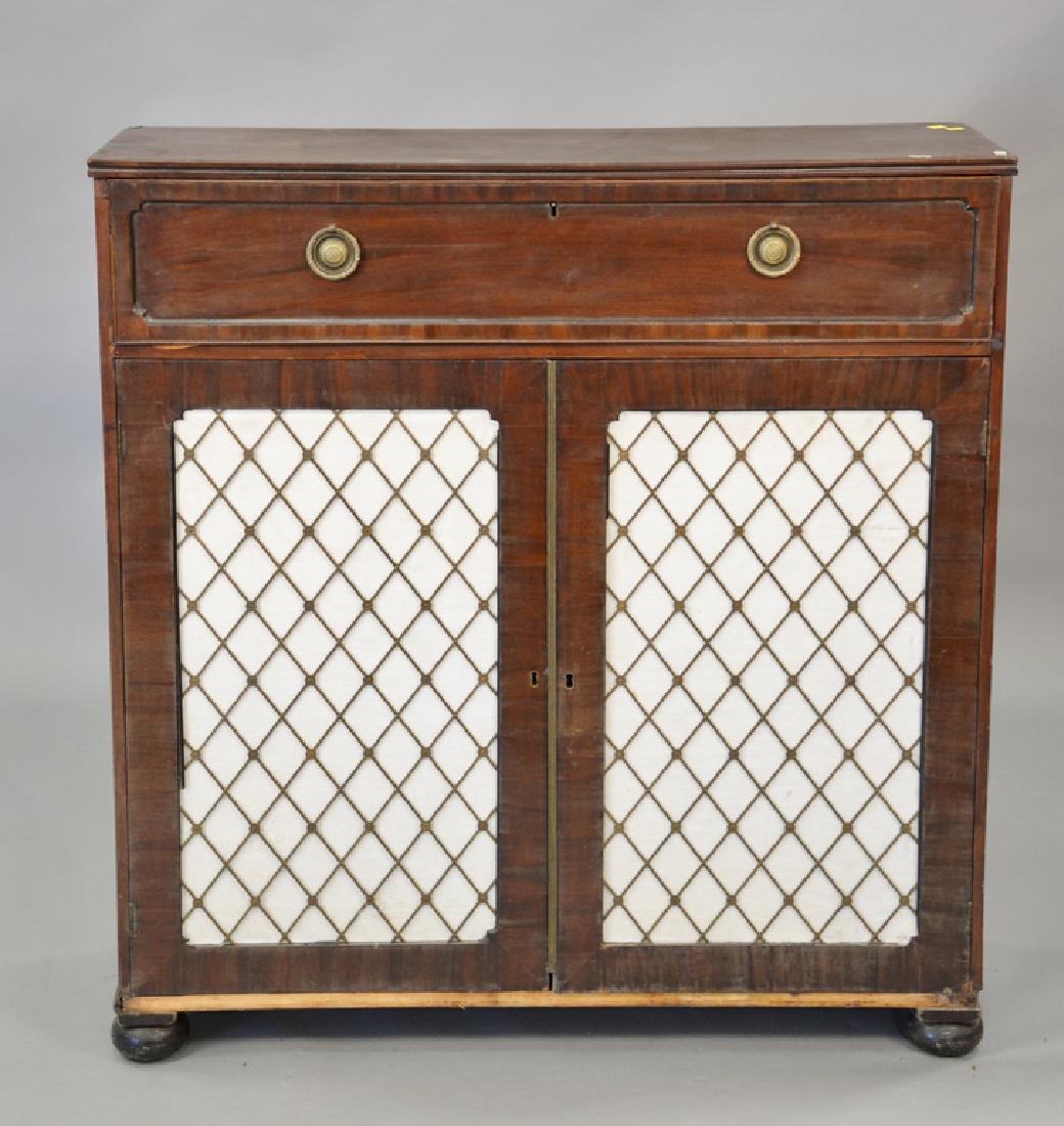 Mahogany butler's desk (one door loose). ht. 44in., wd.: Mahogany butler's desk (one door loose). ht. 44in., wd. 42in.