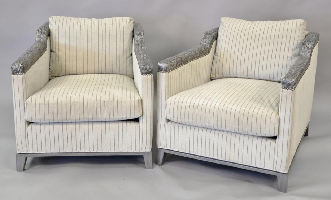 Pair of Michael Weiss easy chairs with faux gator arms. (1 of 5)
