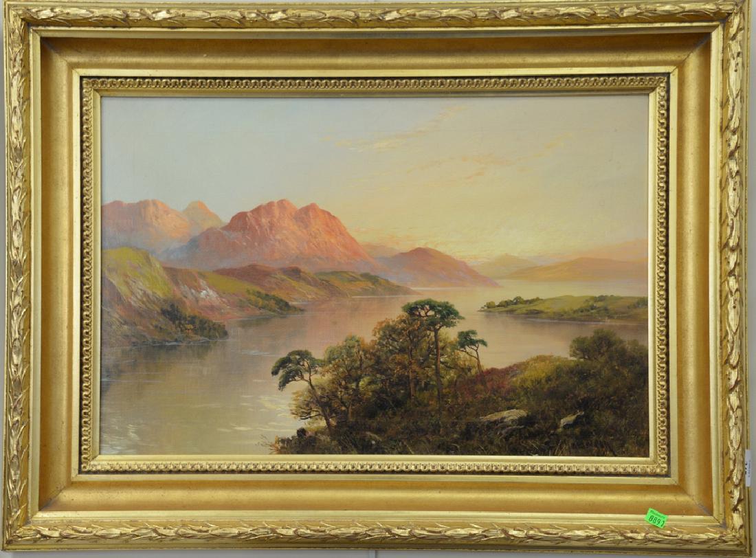 Francis E Jamieson (1895-1950), oil on canvas, Sunset: Francis E Jamieson (1895-1950), oil on canvas, Sunset Landscape with Lake, lower right: F. E. Jamieson, relined, 16" x 24".