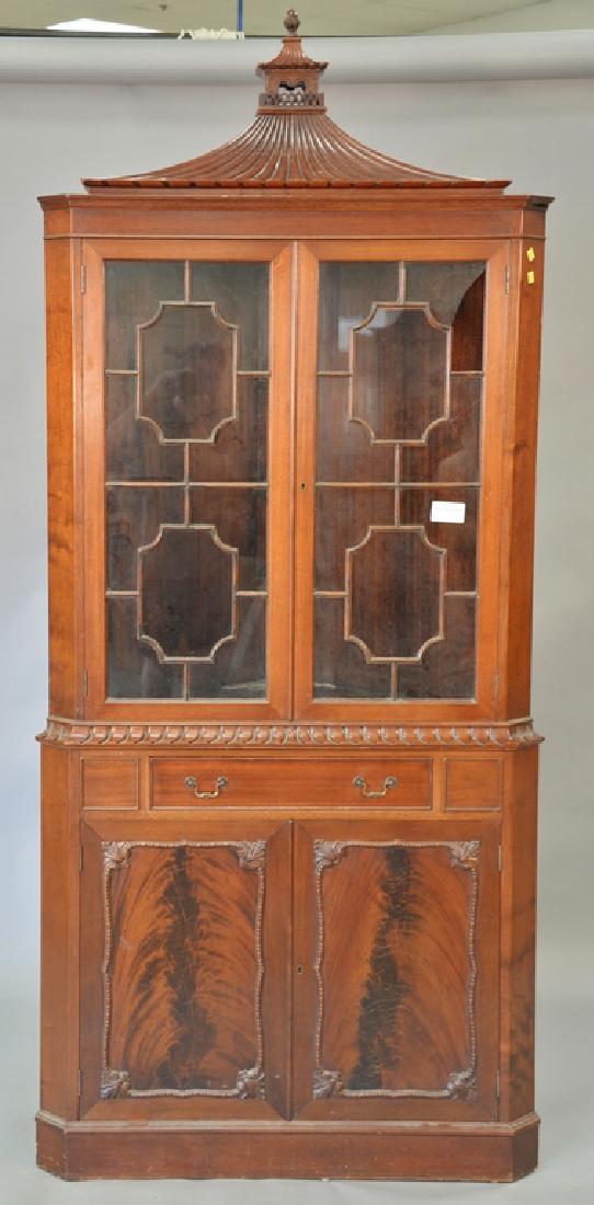 Chippendale style mahogany corner cabinet (two glazed (1 of 5)
