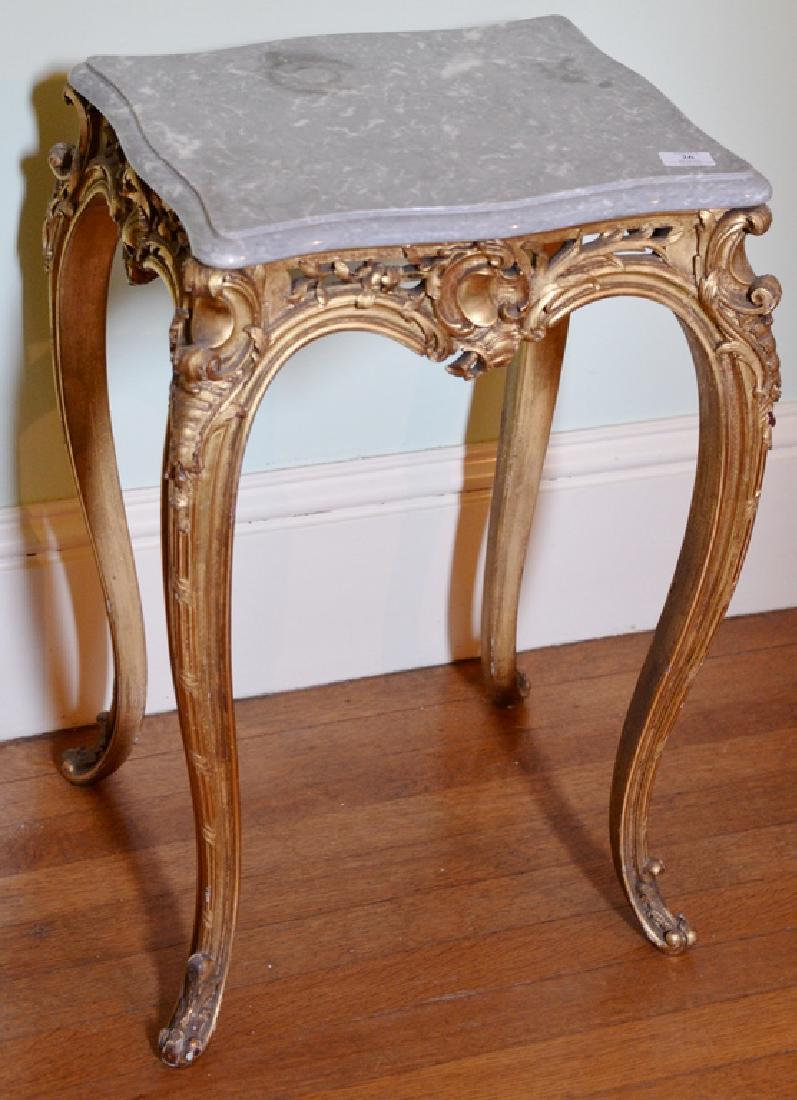 Louis XV style gilt stand with grey marble top. height (1 of 2)