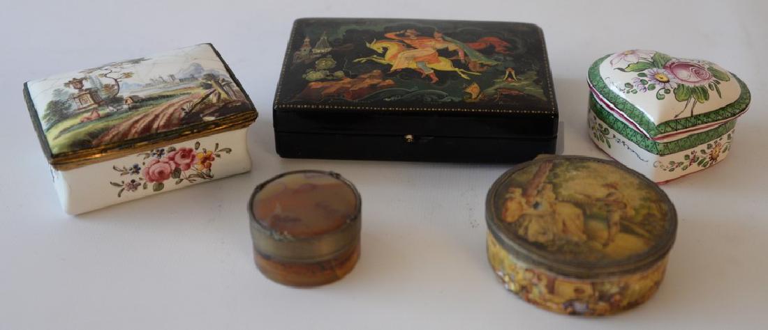 Group of enameled and porcelain patch boxes including a (1 of 4)