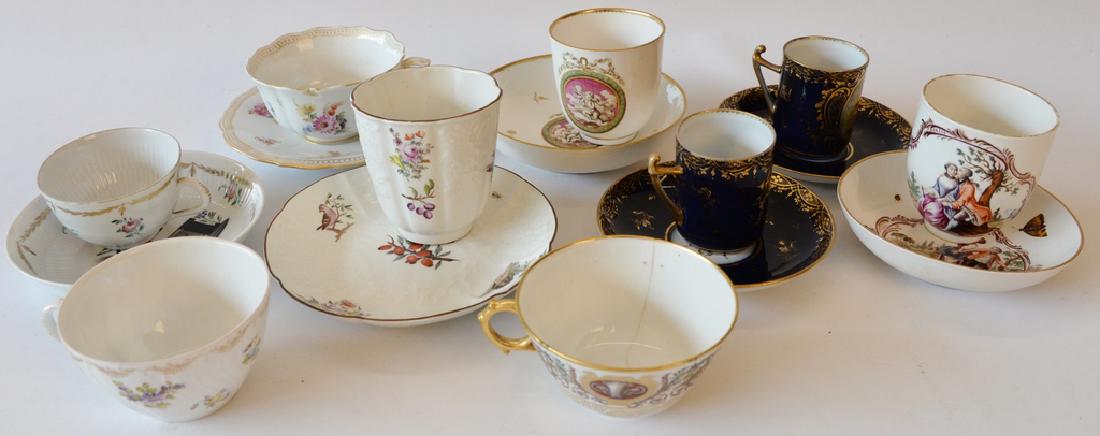 Group of cups and saucers to include Dresden cup and (1 of 4)