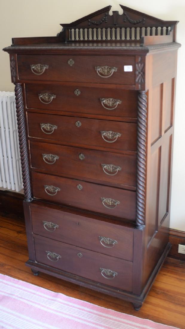 Eastlake Victorian seven drawer chest with gallery and (1 of 3)