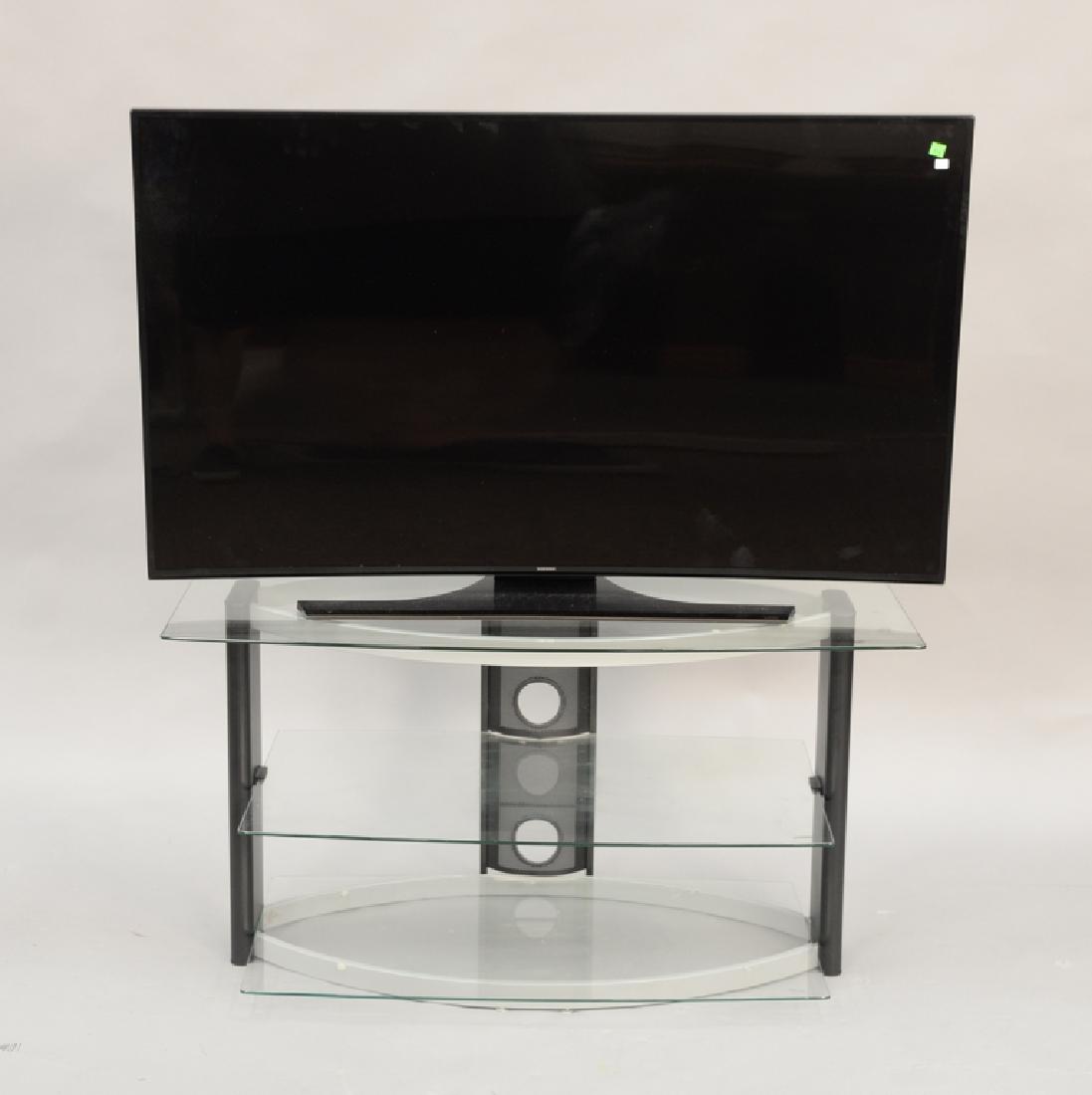 Samsung curved UHD 55 inch TV, three tier glass stand,