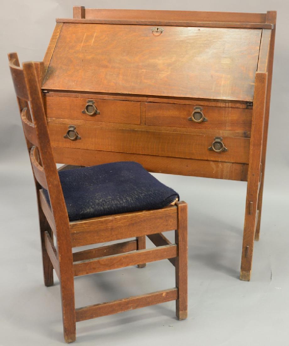 Mission oak two piece lot including slant front desk (1 of 6)