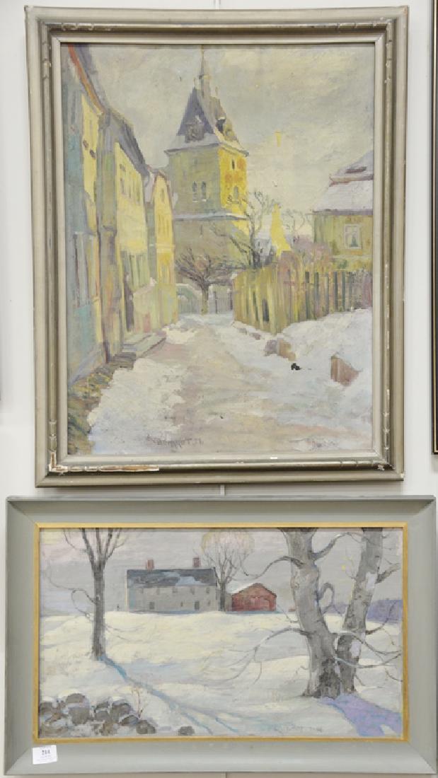 Four framed oil paintings including John Whiting (1 of 4)