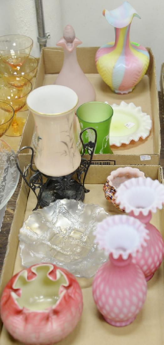 Two tray lots of art glass, 11 pieces including peach (1 of 4)