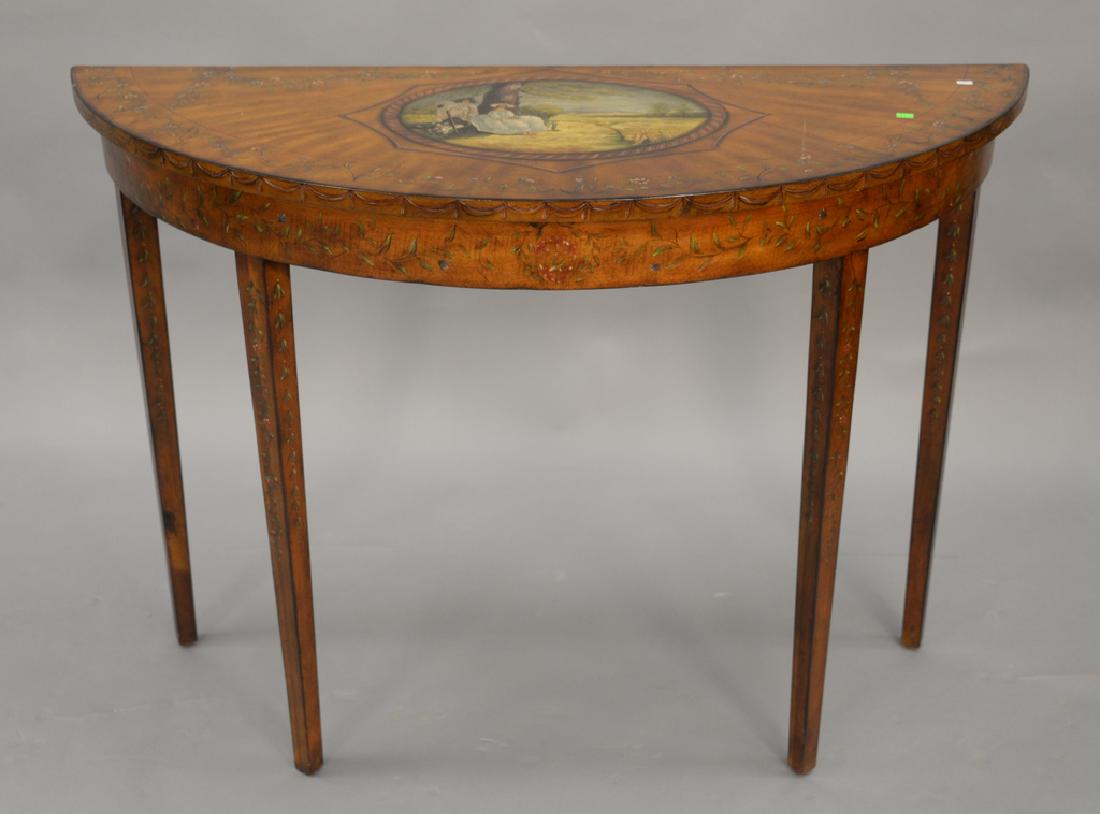 Adams style demilune table. ht. 36 in., wd. 51 in. (1 of 5)