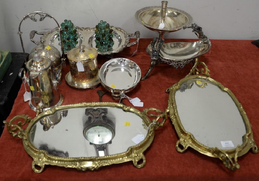 Group lot to include silverplate teapot (ht. 10 in.), (1 of 8)