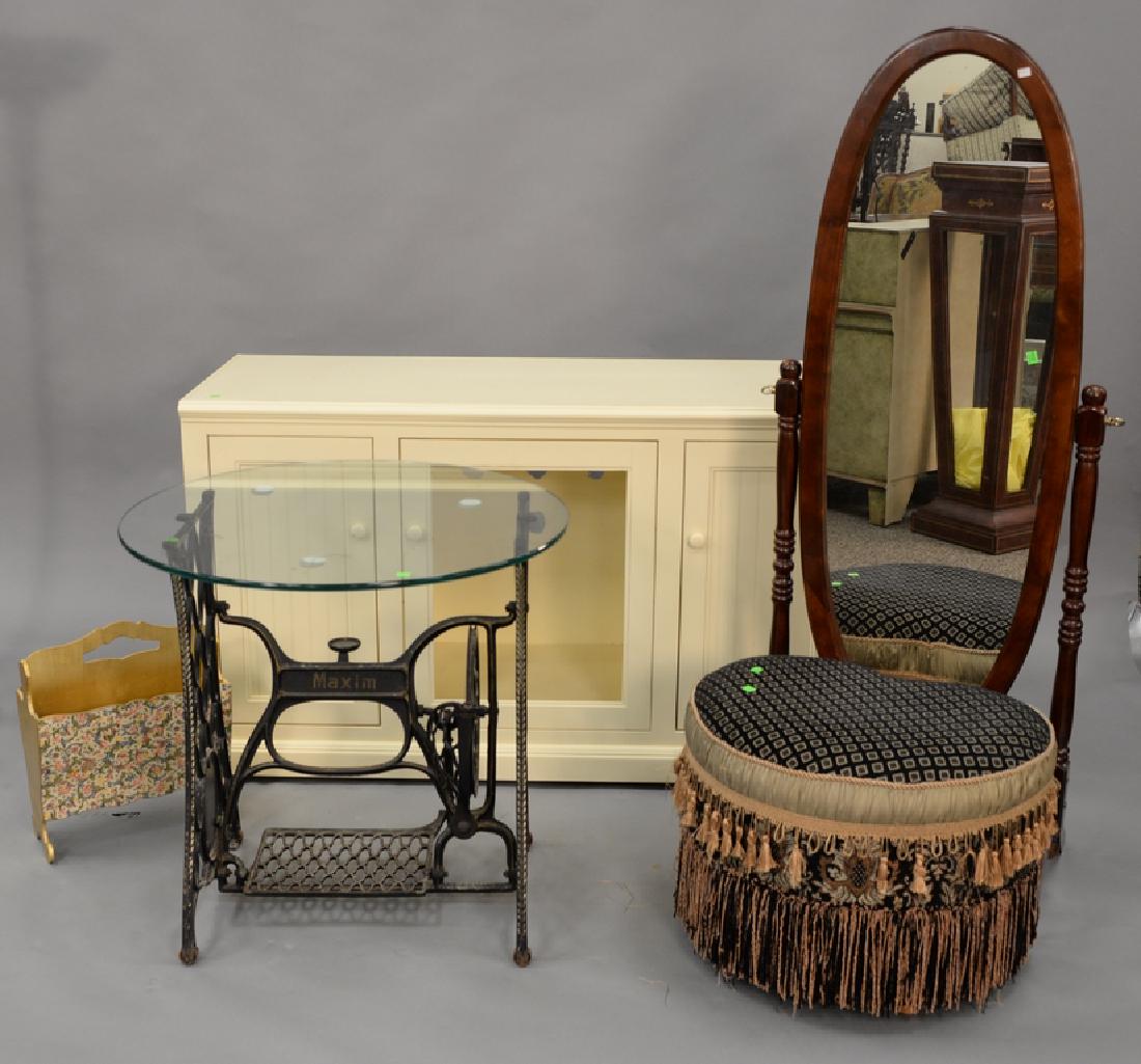 Group lot to include cheval mirror ht. 61in., foot (1 of 5)