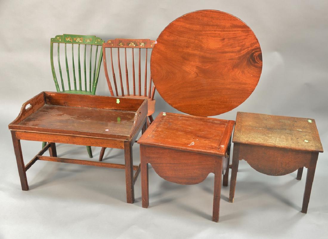 Six piece lot with two step down Windsor chairs and (1 of 5)