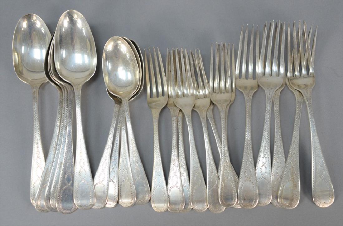 H & M coin silver flatware to include thirteen forks (1 of 4)