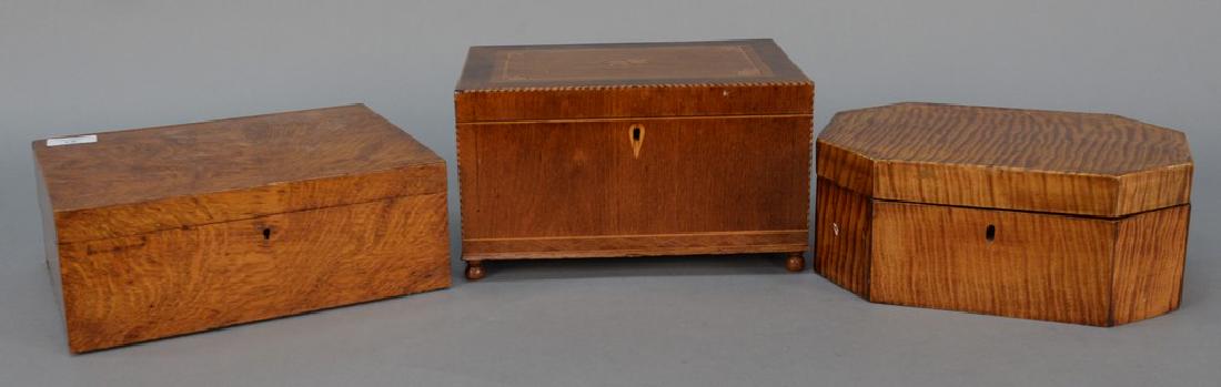 Three boxes including one tiger maple and one inlaid. (1 of 5)