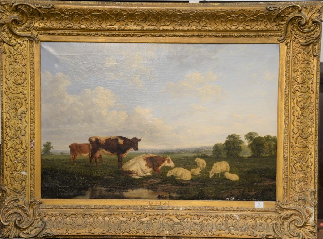 Country farm landscape with cows and sheep oil on (1 of 4)
