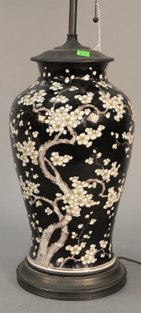 Famille Noire Chinese baluster porcelain vase made into (1 of 4)