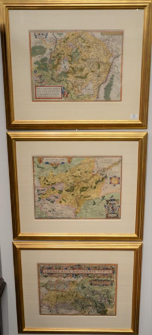 Set of three Ortelius Abraham, hand colored double page (1 of 7)