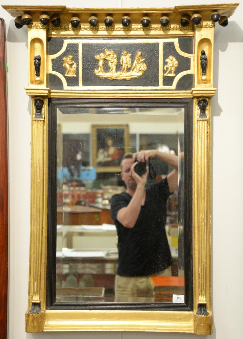 Federal gilt two part mirror having figures on frieze (1 of 3)