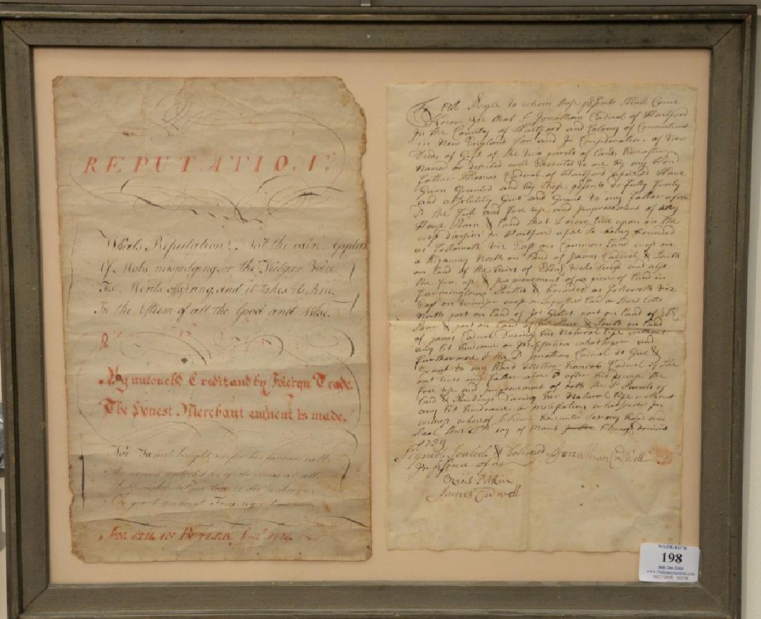 Two 18th century documents, framed, including a land (1 of 6)