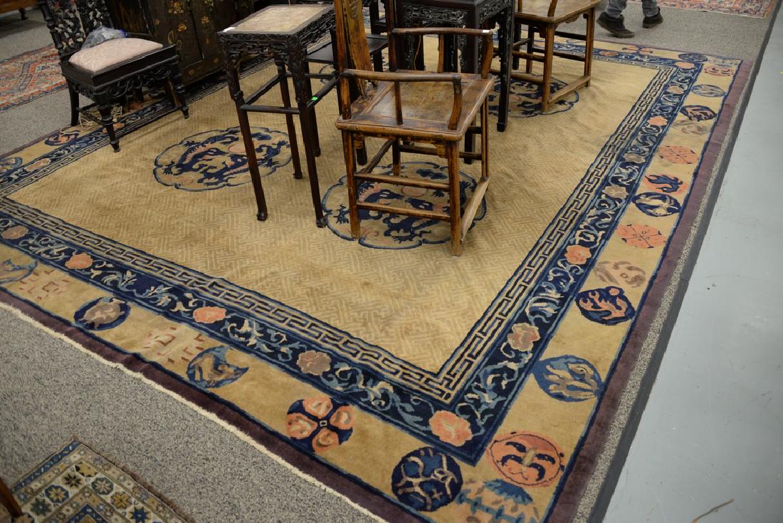 Chinese Oriental carpet, center medallions with dragons (1 of 8)