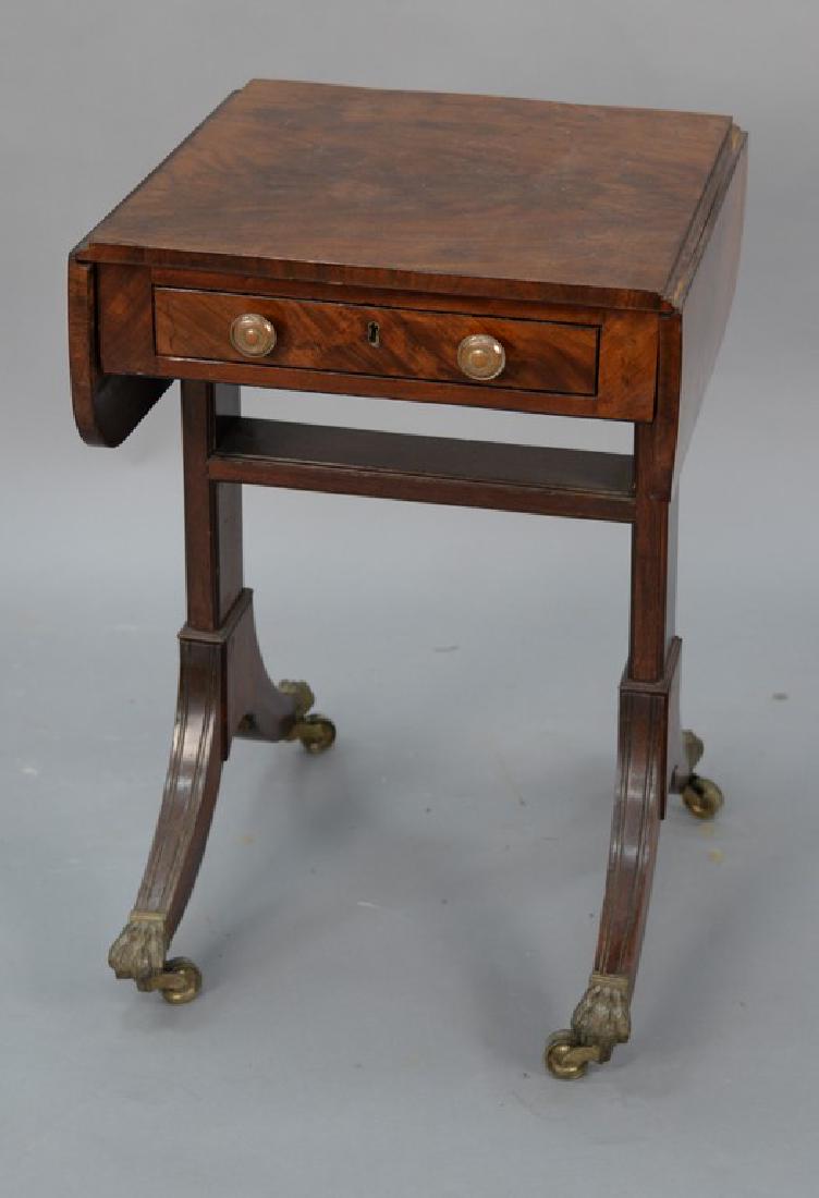 Mahogany Duncan Phyfe drop leaf table with one drawer