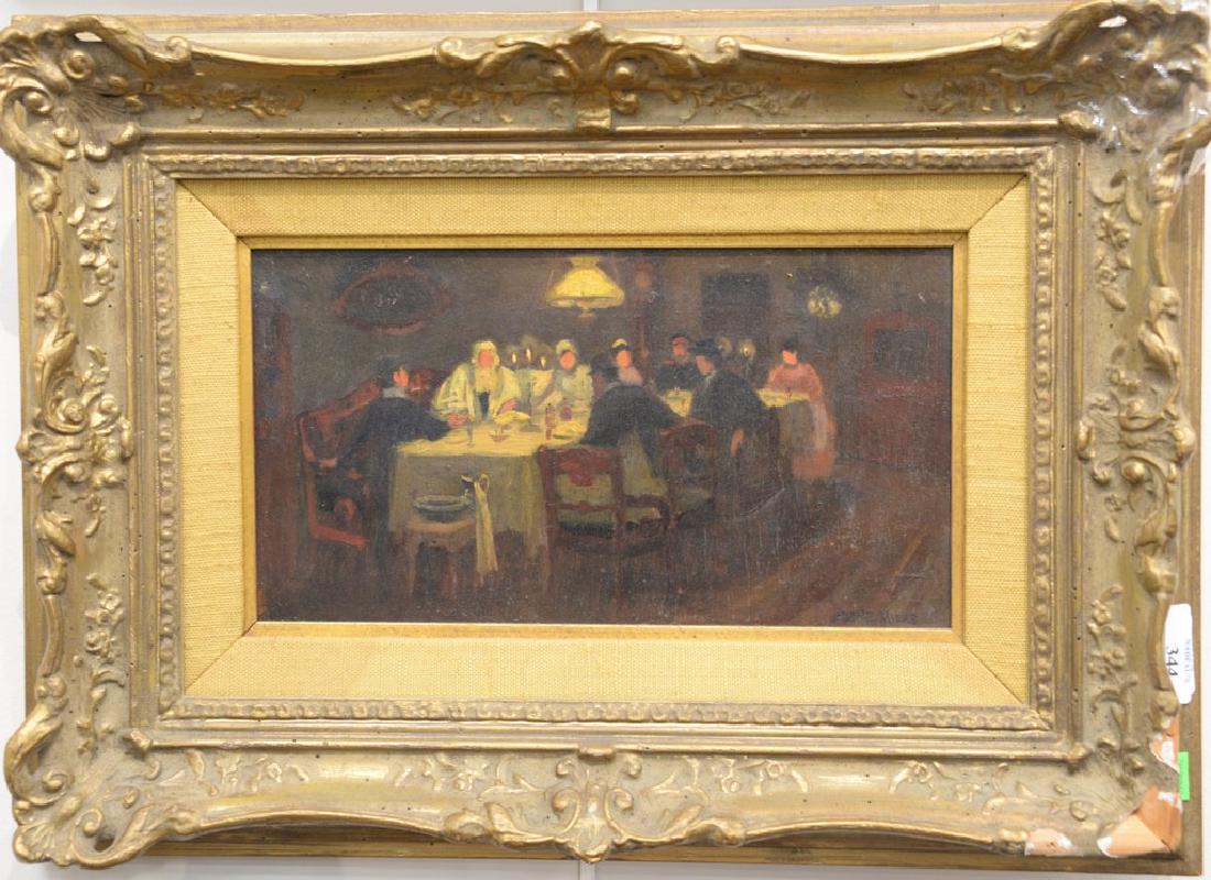 Jerome Myers (1867-1940) oil on board At the Dinner (1 of 5)