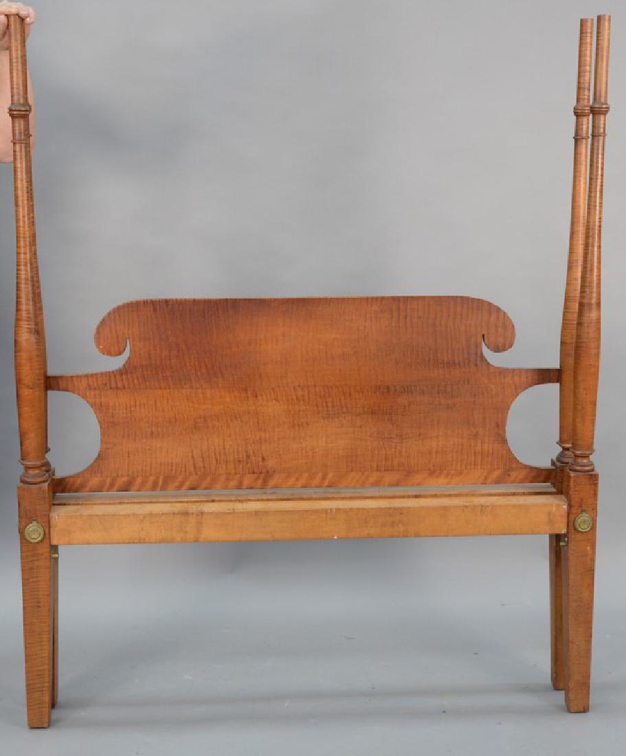 Sheraton tiger maple four post bed, double size. (1 of 6)