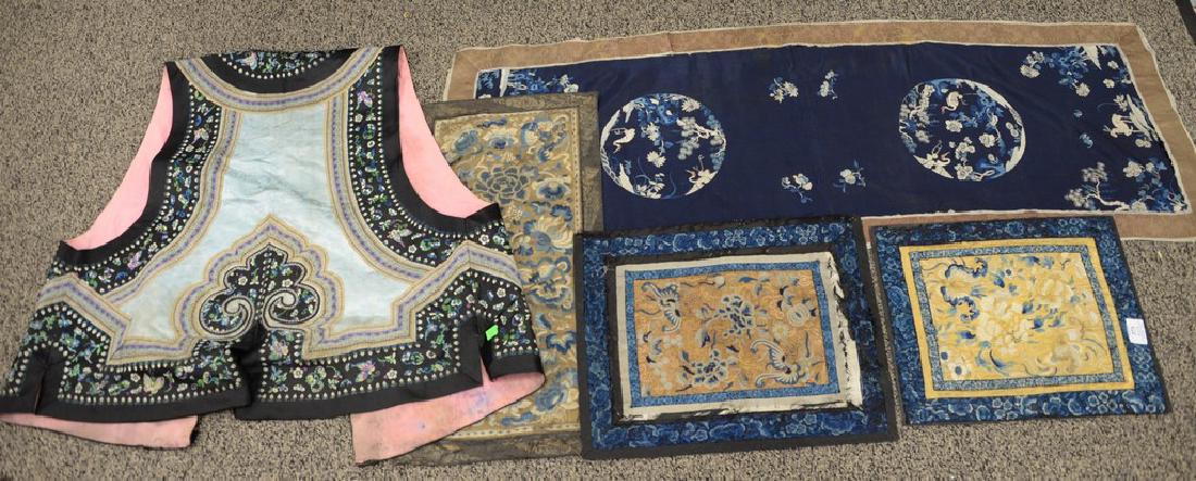 Five Chinese silk embroidered pieces to include silk (1 of 7)
