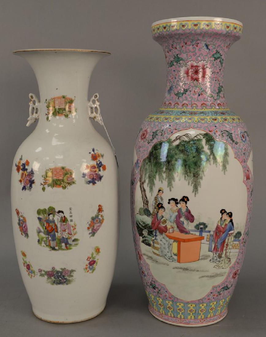 Two large Chinese porcelain baluster form vases, one (1 of 4)
