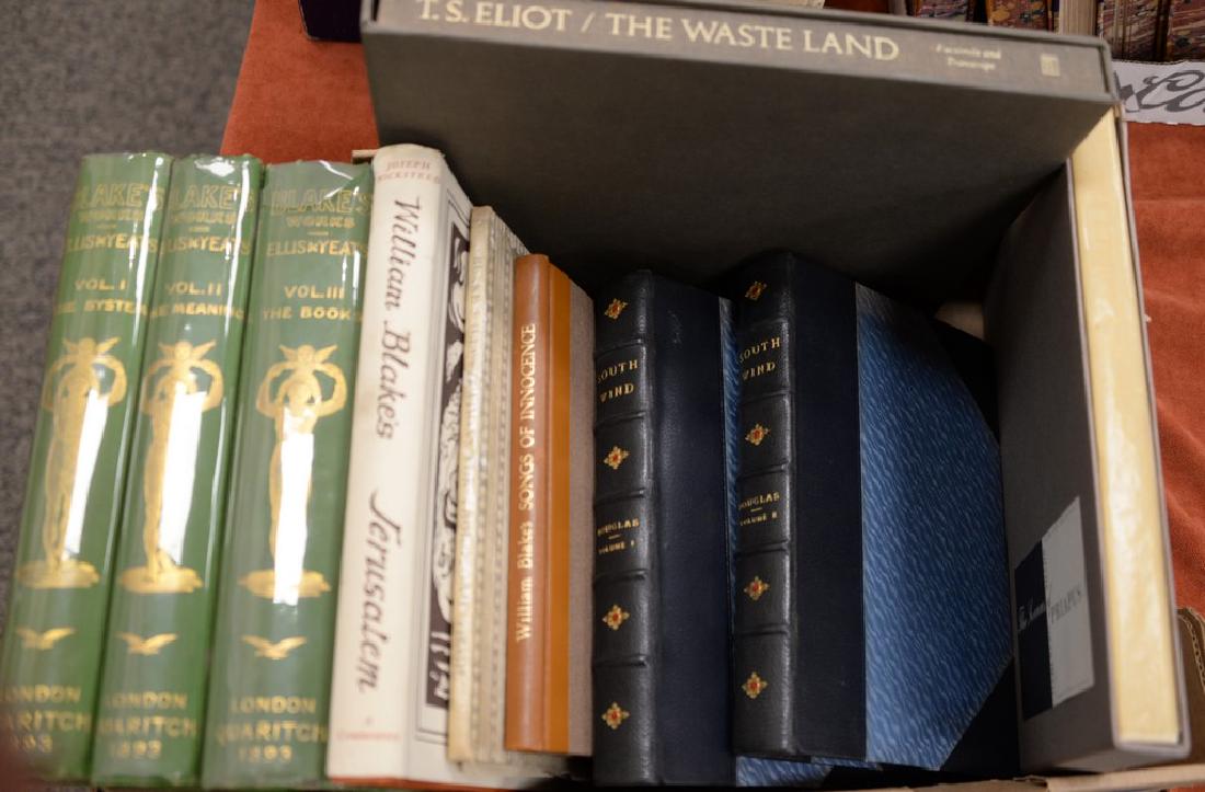 Ten books to include Blake's Works by Ellis and W. B.: Ten books to include Blake's Works by Ellis and W. B. Yeats London, Quaritch 3 Volumes Green Pictorial Cloth; William Blake's Jerusalem by Joseph Wicksteed London, Trianon Press; The Illustrations of