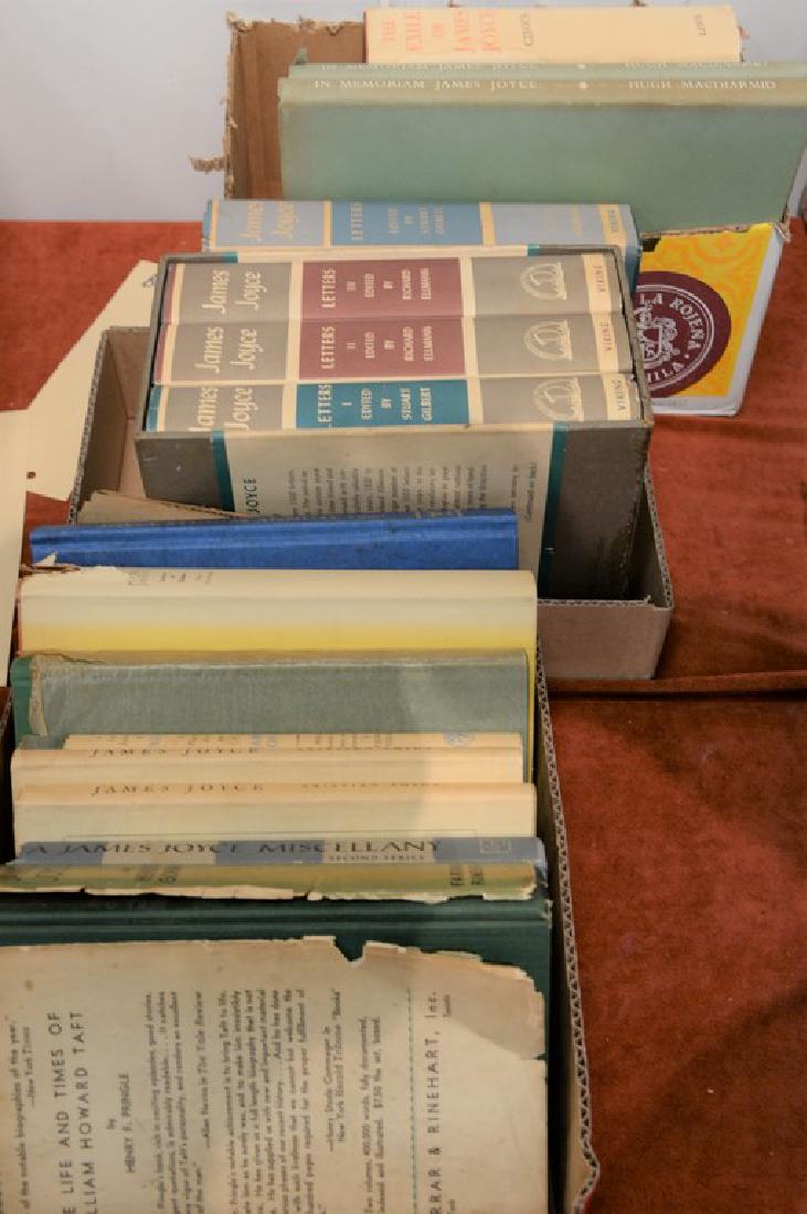 Three boxes of James Joyce related books.  Provenance: (1 of 3)
